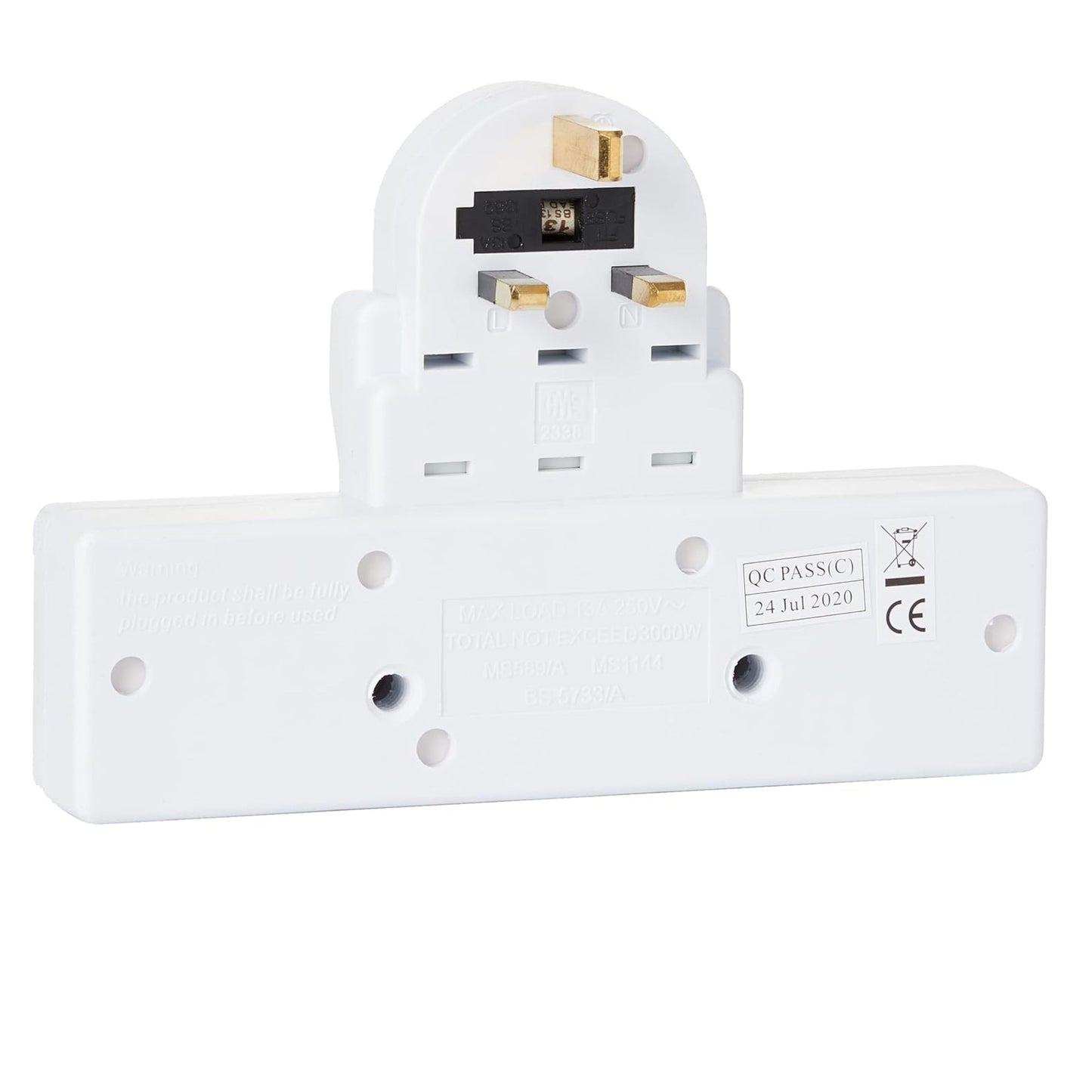 3 Way Extension Wall Socket Adaptor UK Plug Convert 13A Neon Switched