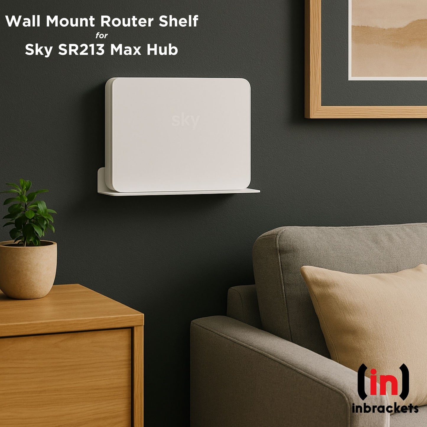 Wall Mount Shelf for Sky wifi Max router SR213 WHITE STEEL