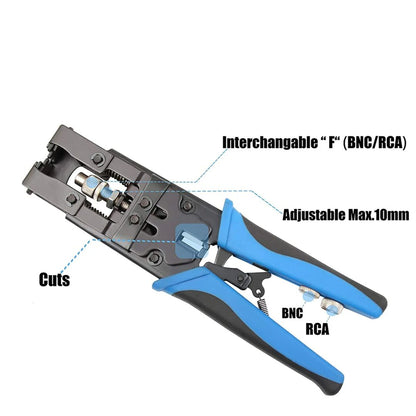 BNC Compression Tool with 20 BNC Compression Connectors & Coax Cable Stripper - Professional