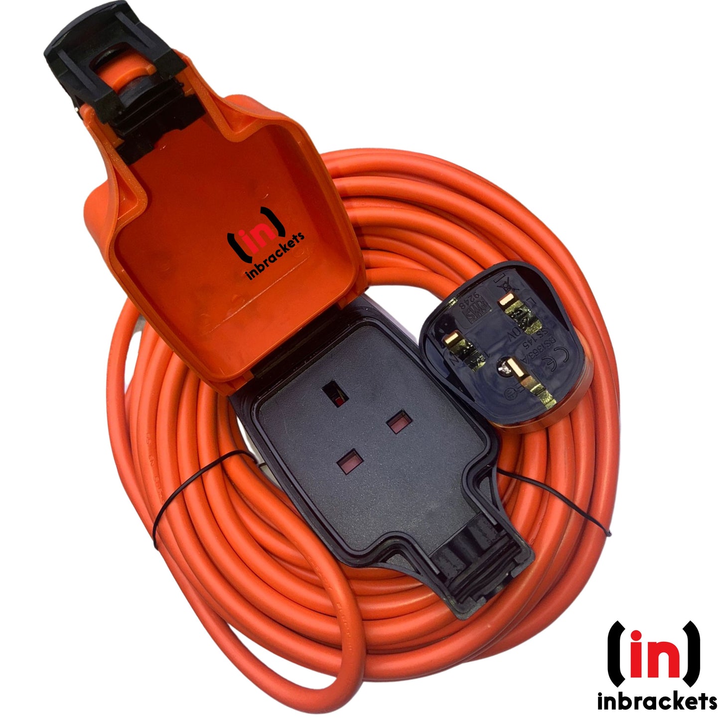 Weatherproof Mains Outdoor Garden Extension Lead IP54 Orange 1 Socket 13A Plug