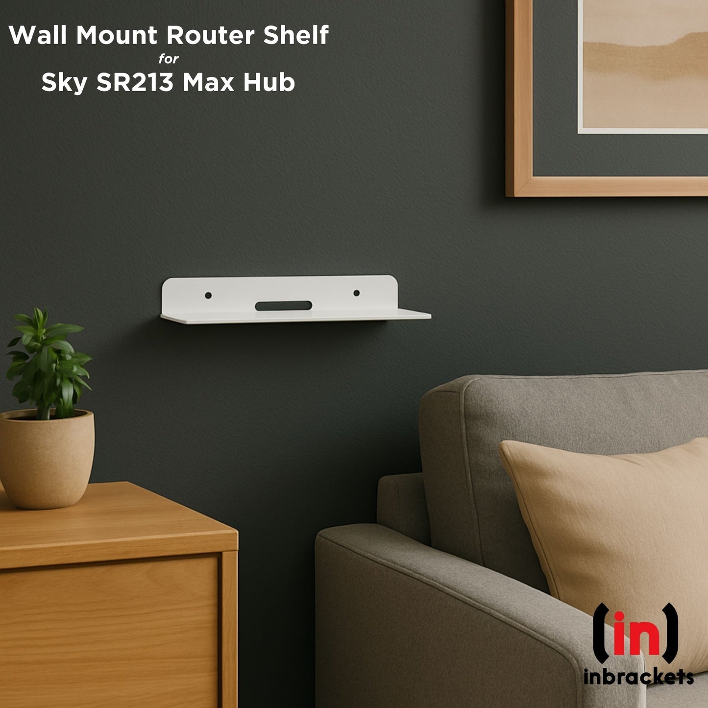 Wall Mount Shelf for Sky wifi Max router SR213 WHITE STEEL
