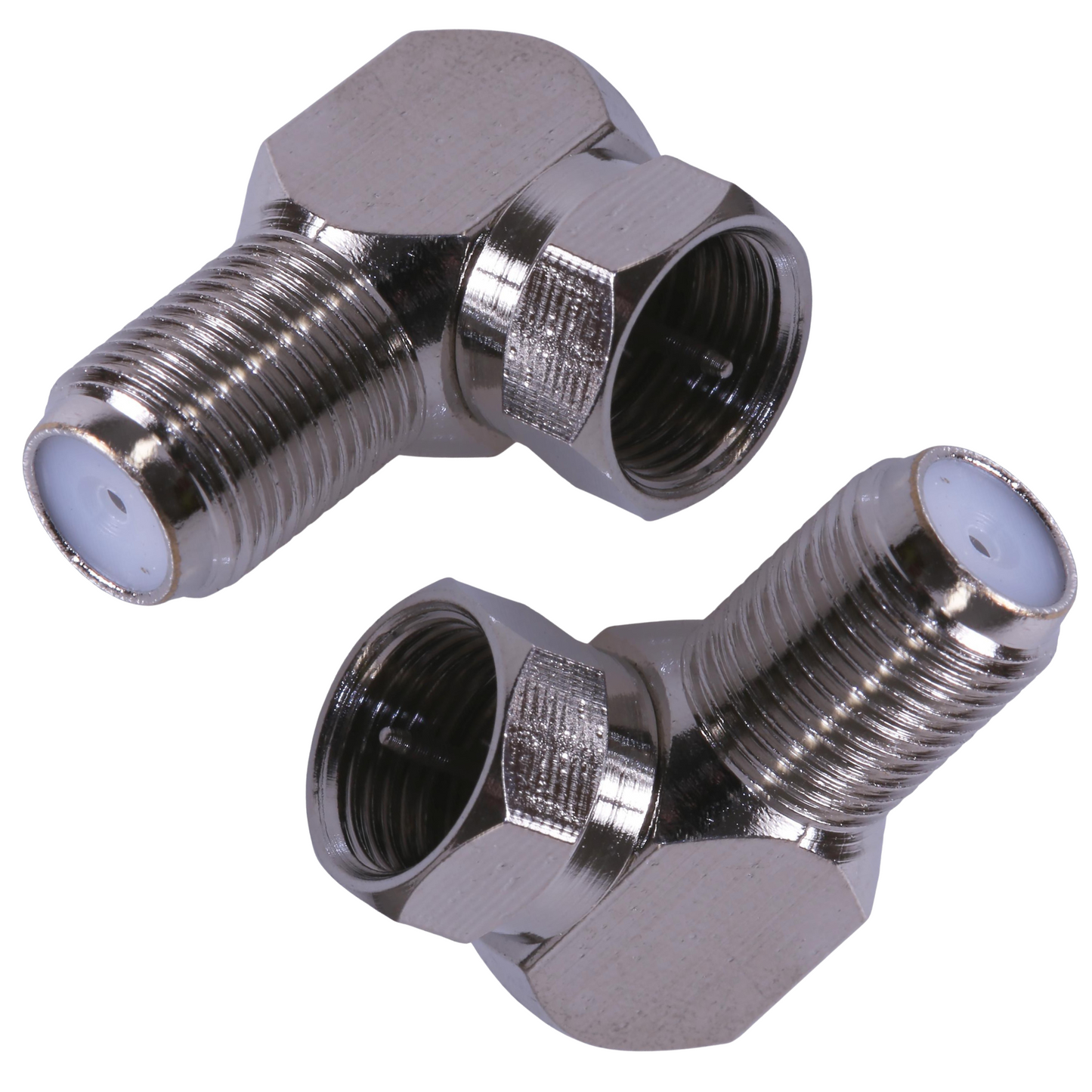 2-Pack Right Angled F Connector: Male to Female Adapter