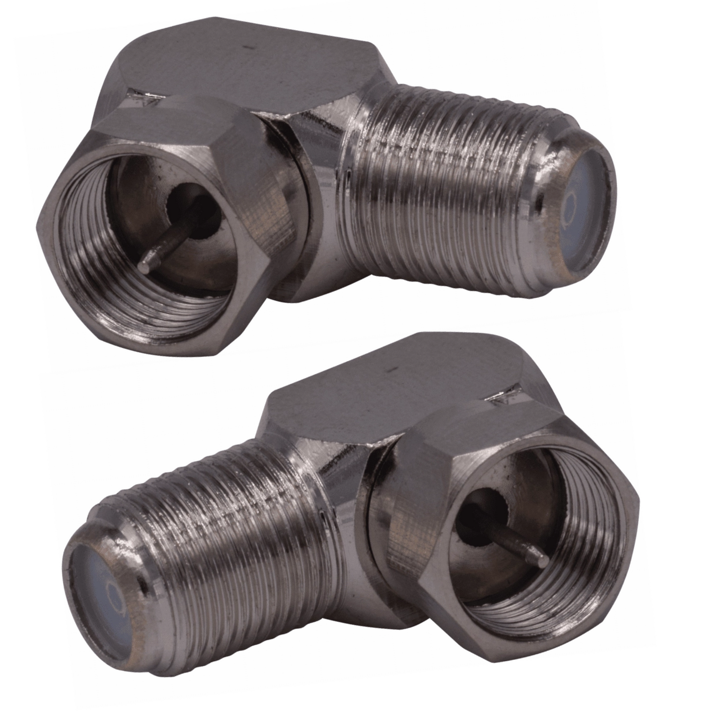 2-Pack Right Angled F Connector: Male to Female Adapter