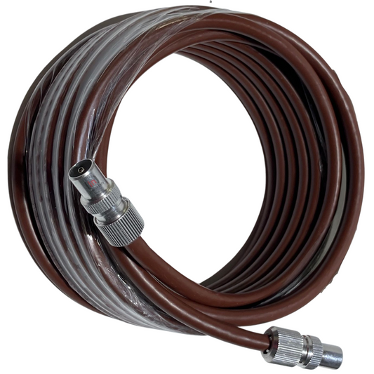 Tv Aerial Coax Cable RF Lead Male Plug to Plug with Coupler (Brown)