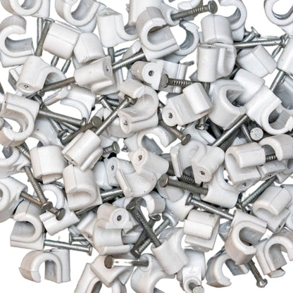 Round Cable Clips 6mm-7mm Premium White Coax Clips Cleats for RG6 RG7 CT100 WF100 Cables