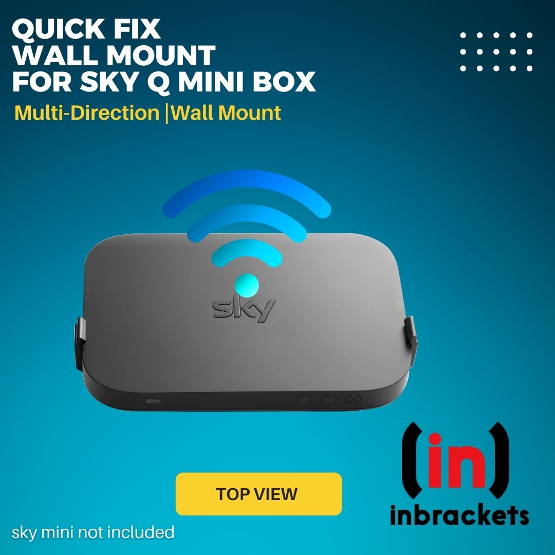 Sky Q Mini Box Wall Mount | Multi Direction Bracket | Easy Screwless Quick Install | Bracket Mount Sky Box Behind TV | Sky Box Wall Mount | Easy Access to Cables | Quick Fix Bracket