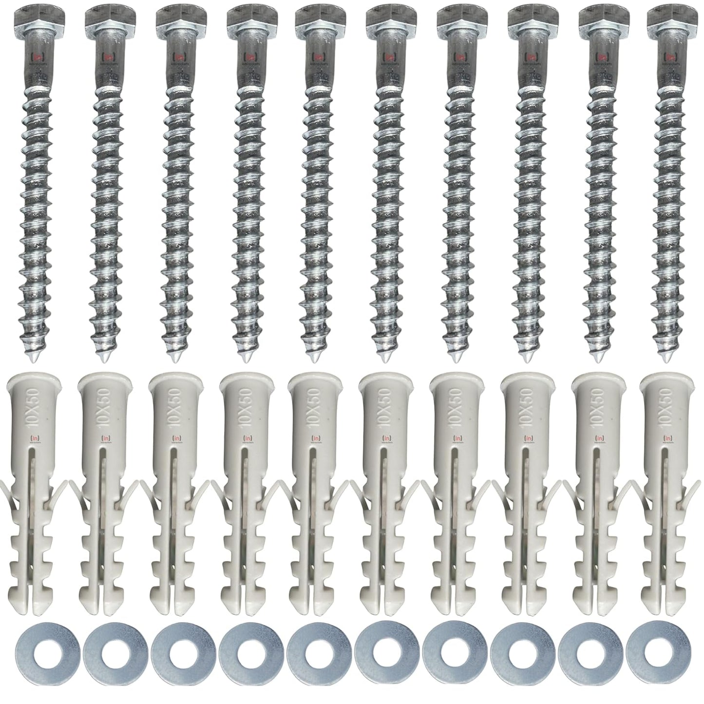 M8 X 60mm Masonry Brick Wall Fixing Screw Bolts with Plugs & Washers for Aerial Satellite Sky Dish TV Bracket product image 5