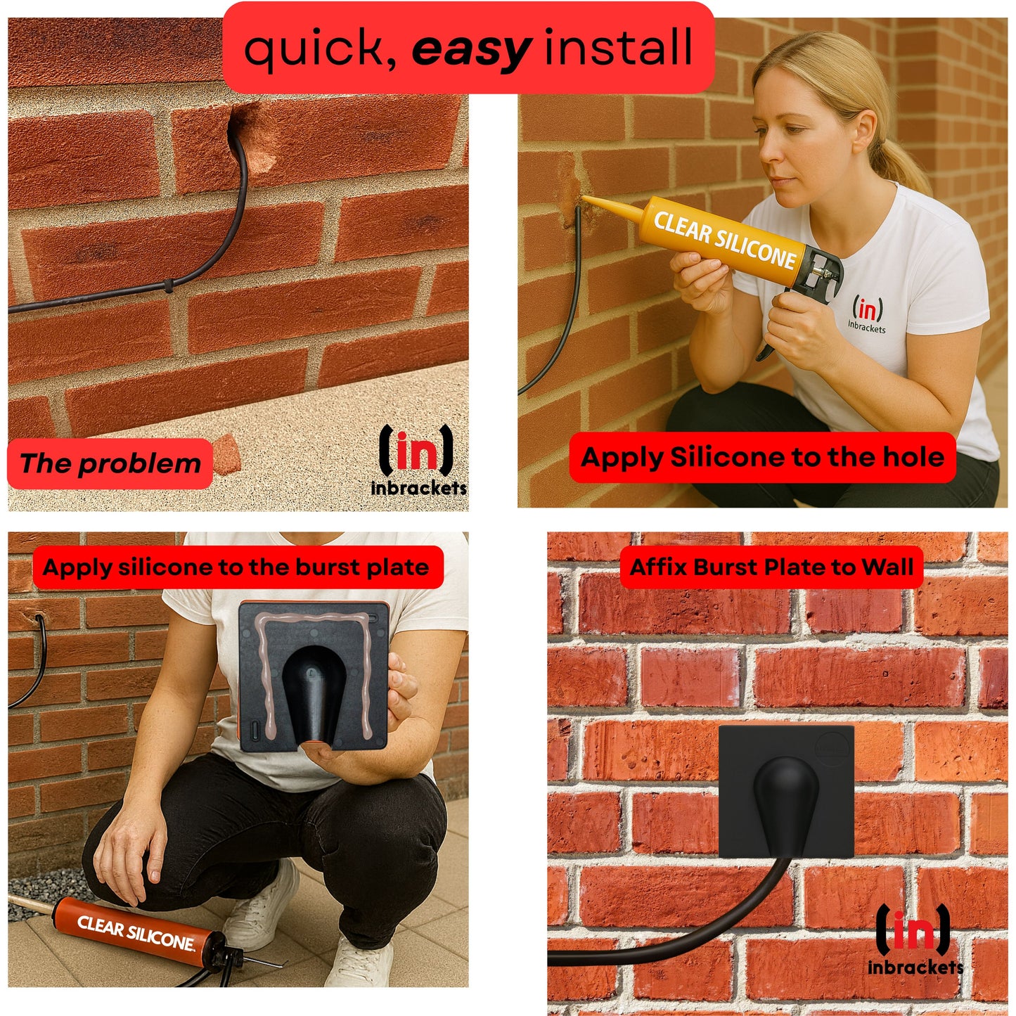 Brick Buster Plate Cable Wall Entry Tidy Cover Satellite Coaxial aerial