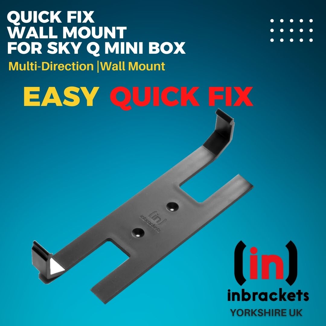 Sky Q Mini Box Wall Mount | Multi Direction Bracket | Easy Screwless Quick Install | Bracket Mount Sky Box Behind TV | Sky Box Wall Mount | Easy Access to Cables | Quick Fix Bracket