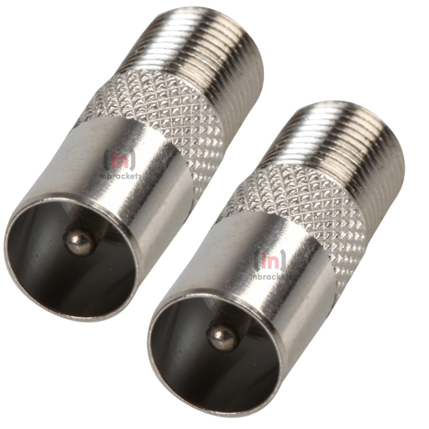 Coaxial Adapter Set Pack of 2 - F-Type Female to Male Plug Converter for TV Satellite & Sky Antenna