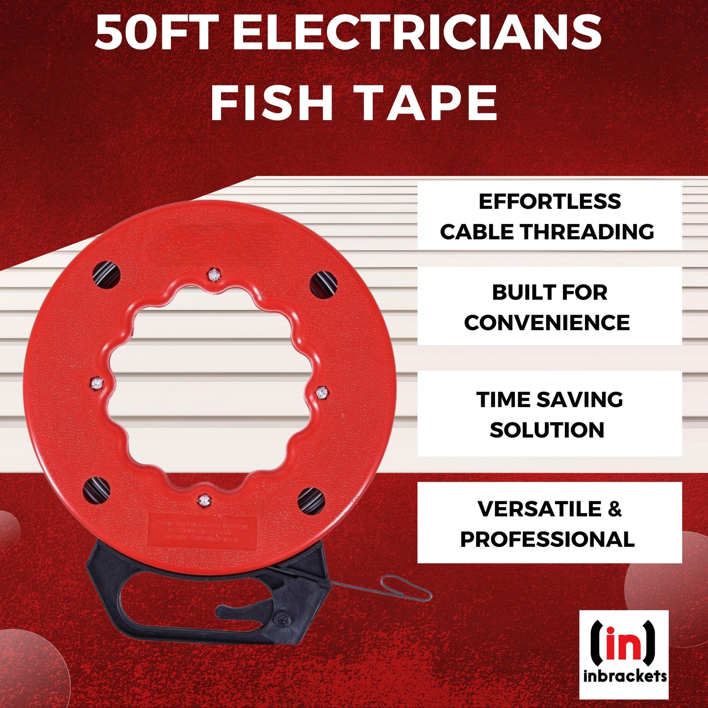 50FT Electrician's Fish Tape: Effortless Cable & Wire Access in Conduits and Drywalls