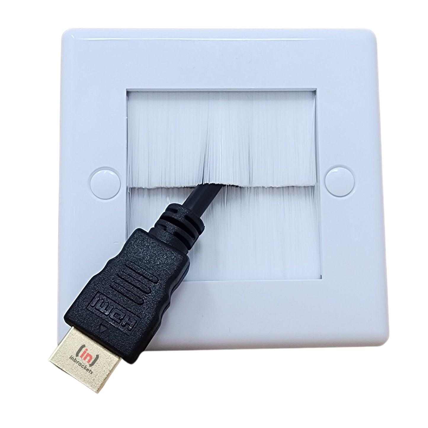 Versatile Brush Faceplate Cable Exit/Entry Wall Cover - Choose Single or Double Gang, Black or White