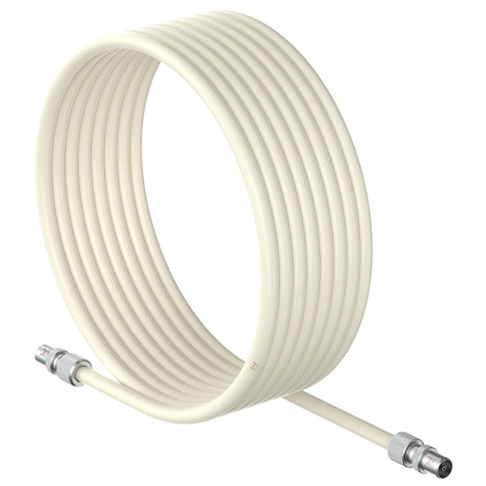 Tv Aerial Coax Cable RF Lead Male Plug to Plug with Coupler (White)