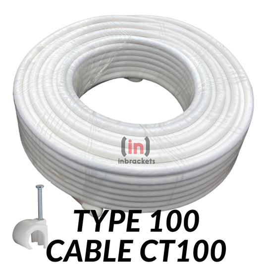 CT100 Satellite Digital TV Aerial Coax Cable Coaxial Type 100 CAI Approved UK White