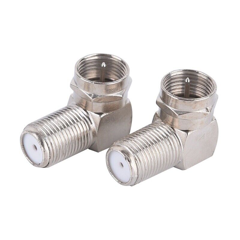 2-Pack Right Angled F Connector: Male to Female Adapter