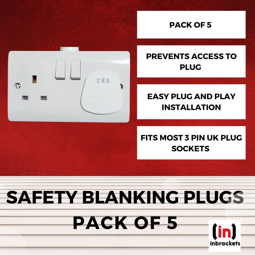 Safety Blanking Plugs for Unused 13A Sockets, 5 Pack - Childproof Electrical Outlet Covers