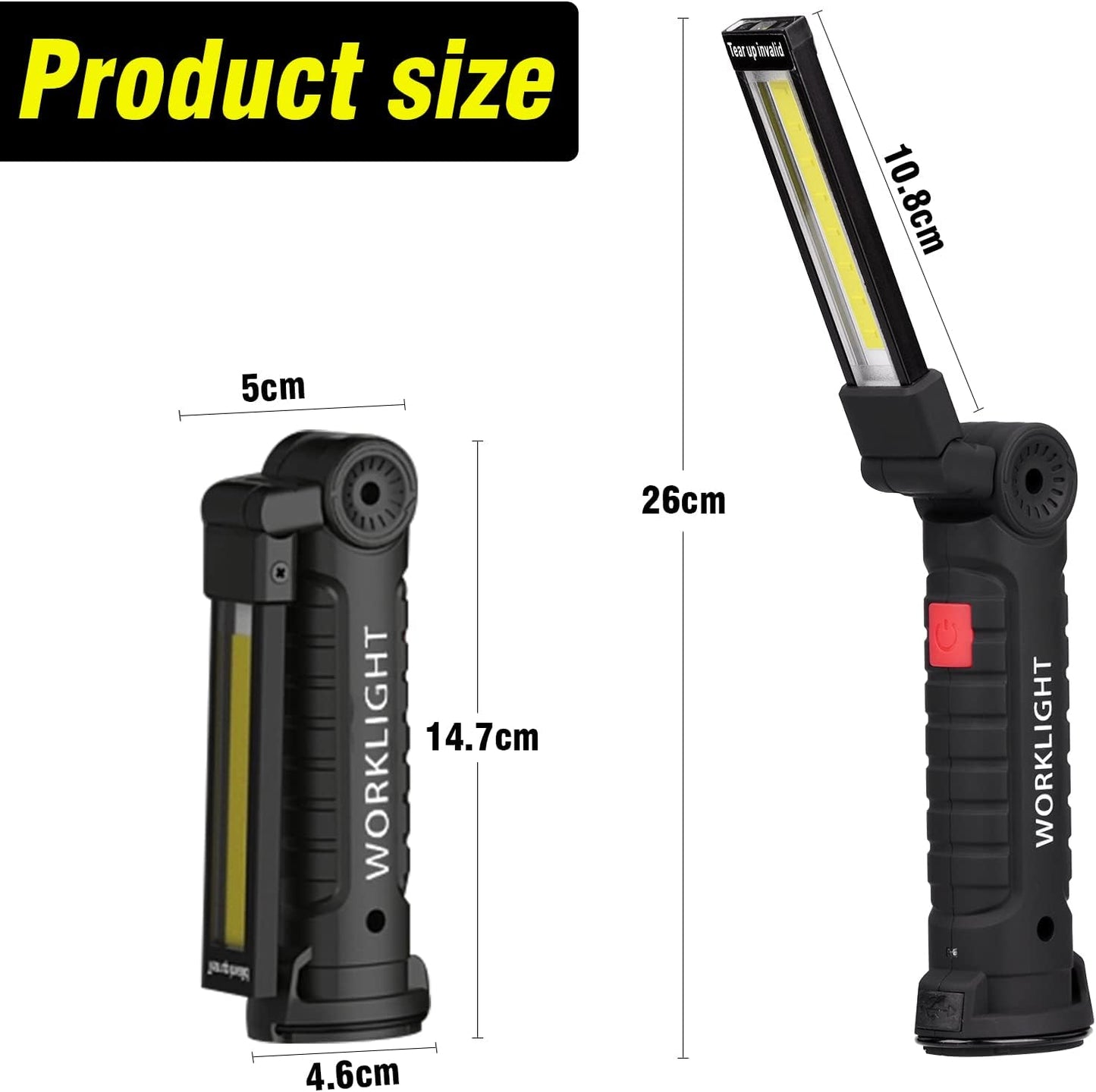 WorkLight LED Torch Rechargeable Inspection Lamp Mechanic Light 5 modes -2 Pack