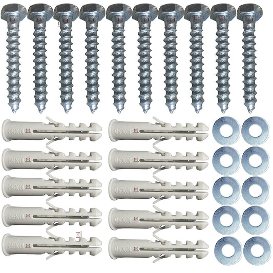M8 x 50mm Masonry Brick Wall Fixing Screw Bolts with Plugs & Washers for Aerial Satellite Sky Dish Tv Bracket Fence Shelves Mounting