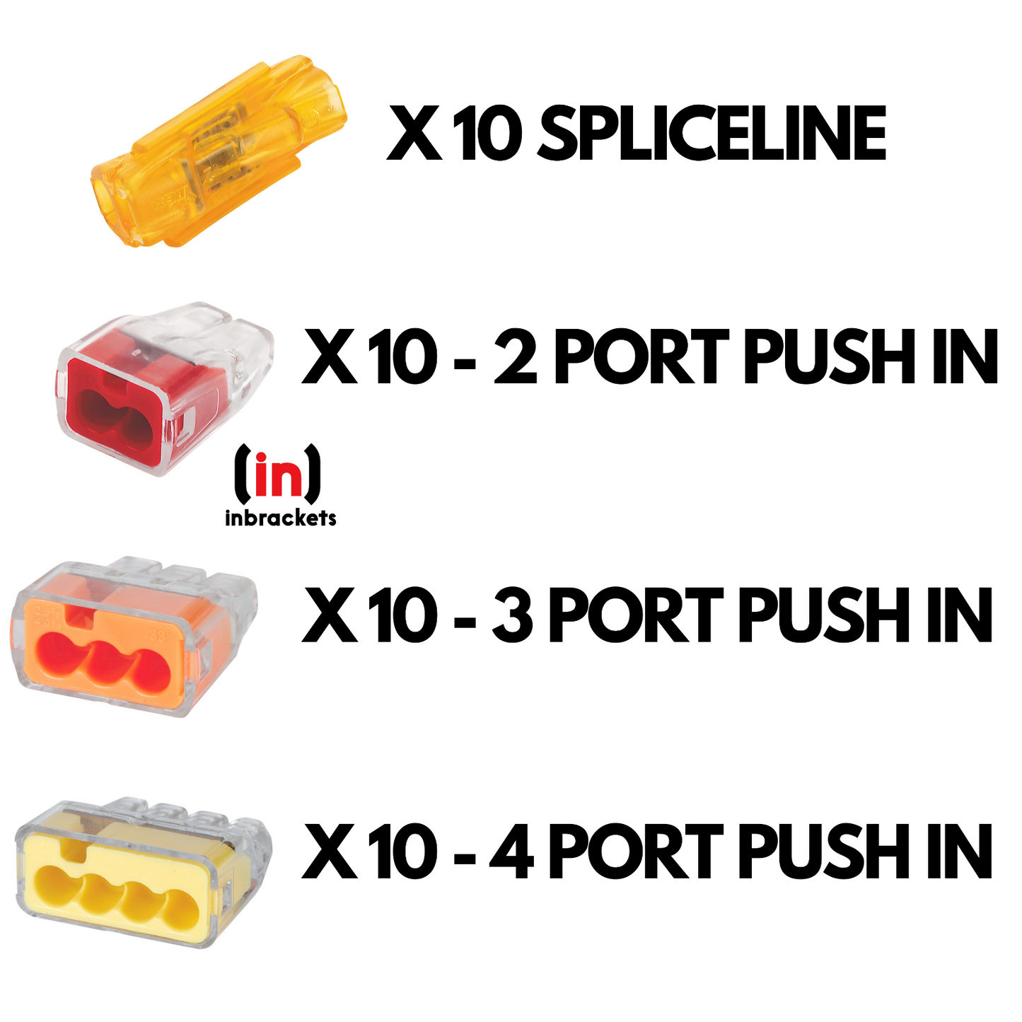 IDEAL PUSH FIT ELECTRICAL WIRE CABLE LEAD CONNECTORs spliceline + 2 3 4 port x40