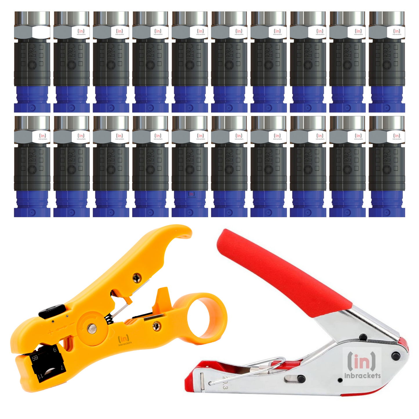 Compression Tool Coaxial cable Stripper Crimper 20 Connectors ct100 RG6 wf100 UK