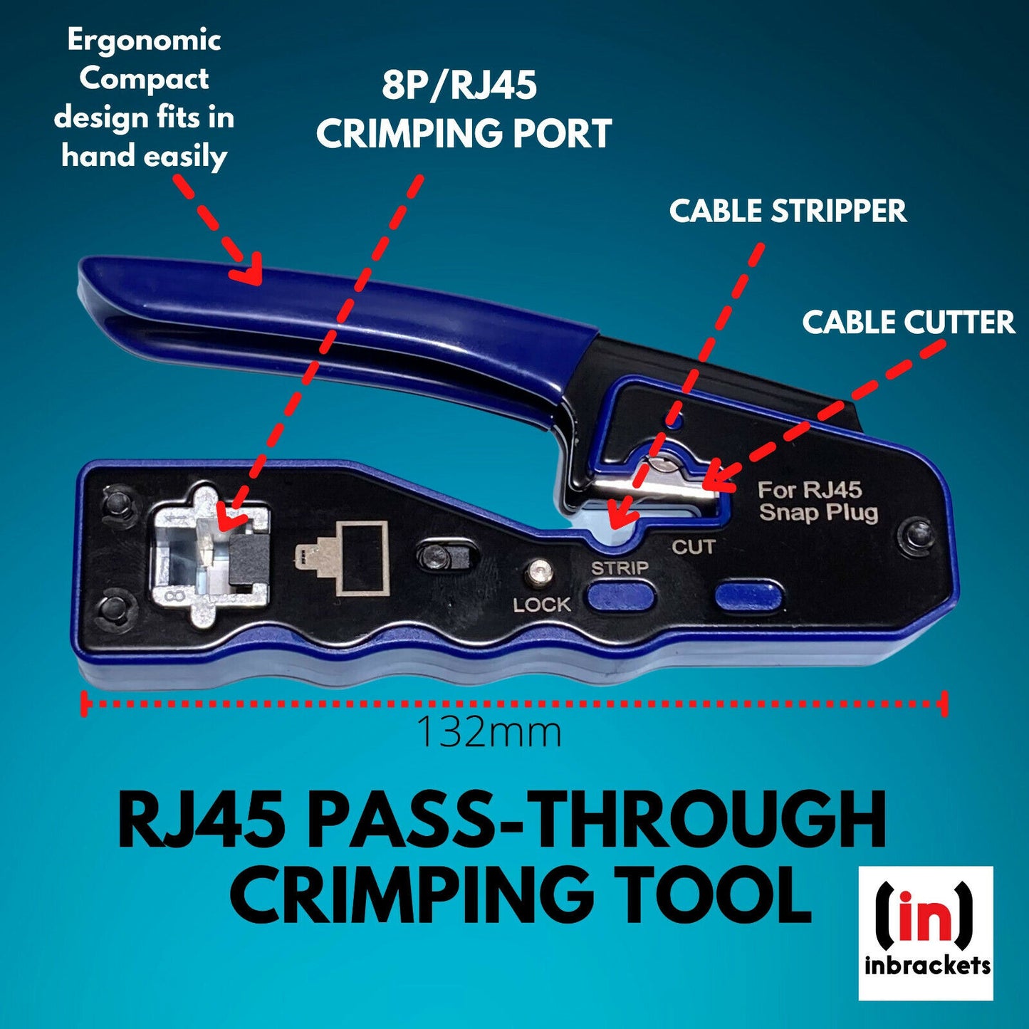 RJ45 Crimper Pass Through Ratchet Crimping Tool Cat5e Cat6 +RJ45 CABLE TESTER
