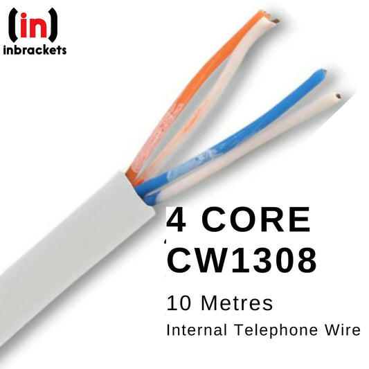 CW1308 Telephone Cable, 2 Pair Internal Telephone Wire, 4 Core White 10metres