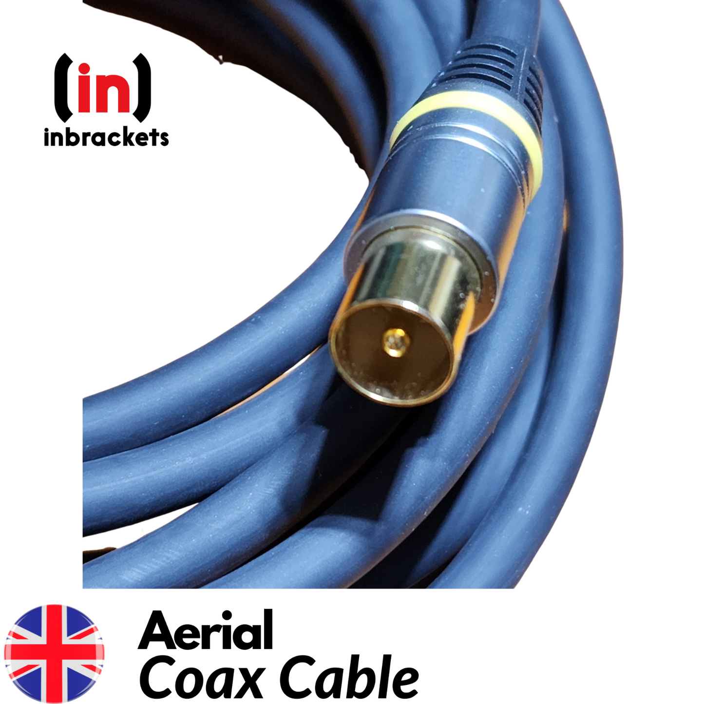 Tv Aerial Coax Cable RF Lead Male Plug to Plug with Coupler Black 4Metres