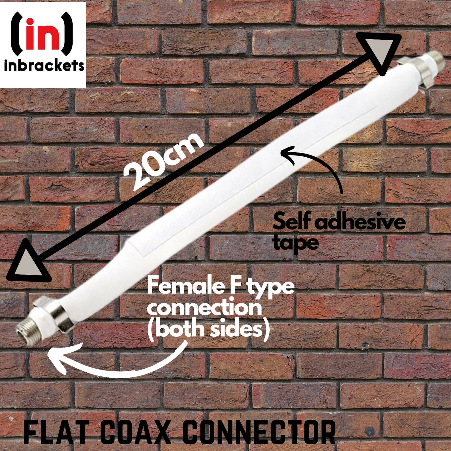Flat Coax Cable Ribbon f Socket satellite Ideal for windows doors caravans - x2