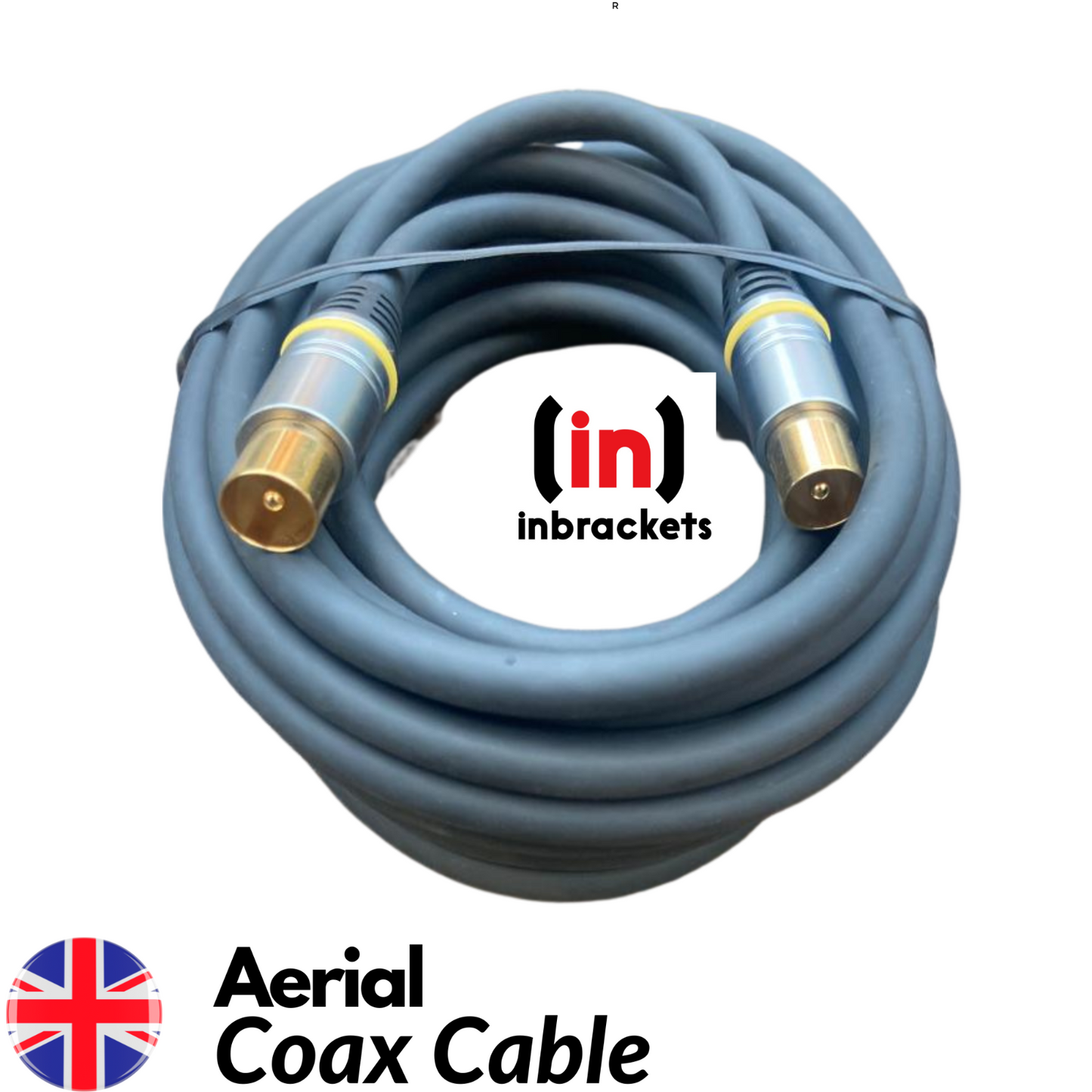 Tv Aerial Coax Cable RF Lead Male Plug to Plug with Coupler Black 4Metres