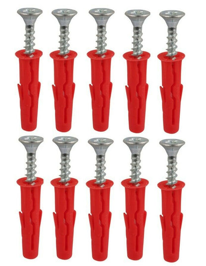6mm Red Wall Plugs and Screws Uno Multipurpose
