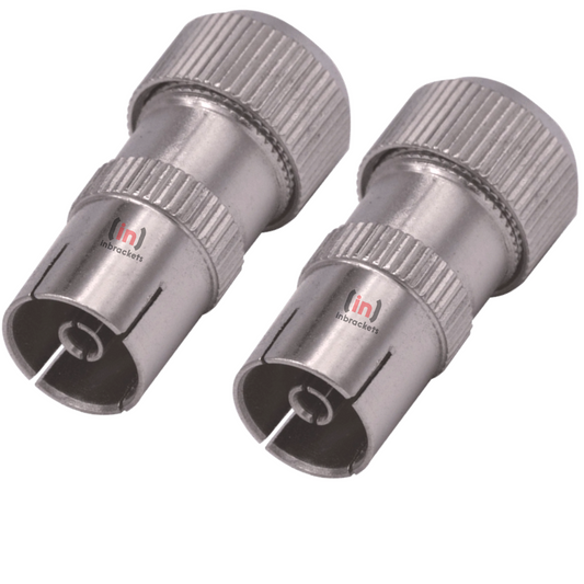 Tv Aerial Coax Connector Female Plug ALLOY - Pack of 2