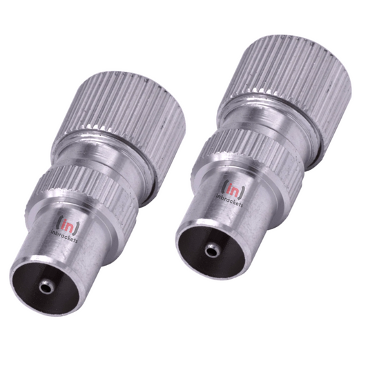 Tv Aerial Coax Connector Male Plug ALLOY - Pack of 2