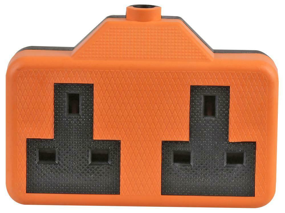 Heavy DUTY Rubber Socket Extension Electric Trailing Socket High Impact 2PCS orange