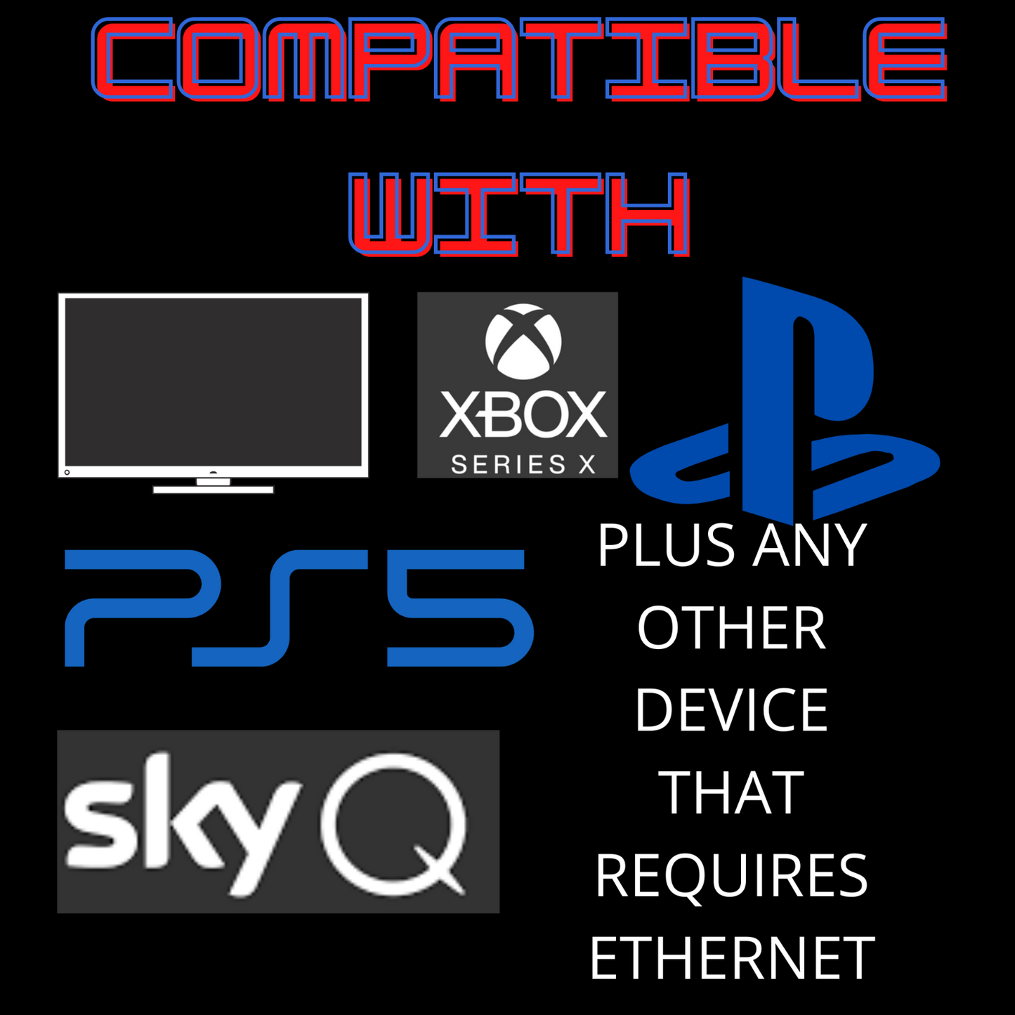 Ethernet Cable PC Gaming Xbox PS5 Sky Q Network Patch Lead RJ45 Cat5e 5Metres