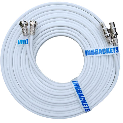 Sky Cable Extension Twin Coax Removable F plugs Q Satellite coaxial lead inc Clips WHITE