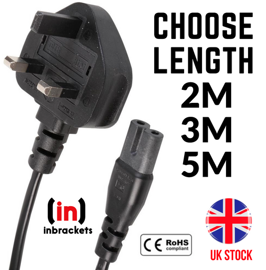 Figure 8 C7 UK Power Cable FOR XBOX X SERIES PLAYSTATION 5 SKY Q Mains Lead Plug