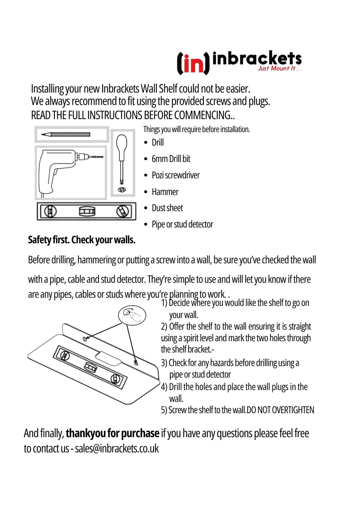 How to install your  Inbrackets Wall Mount shelf.