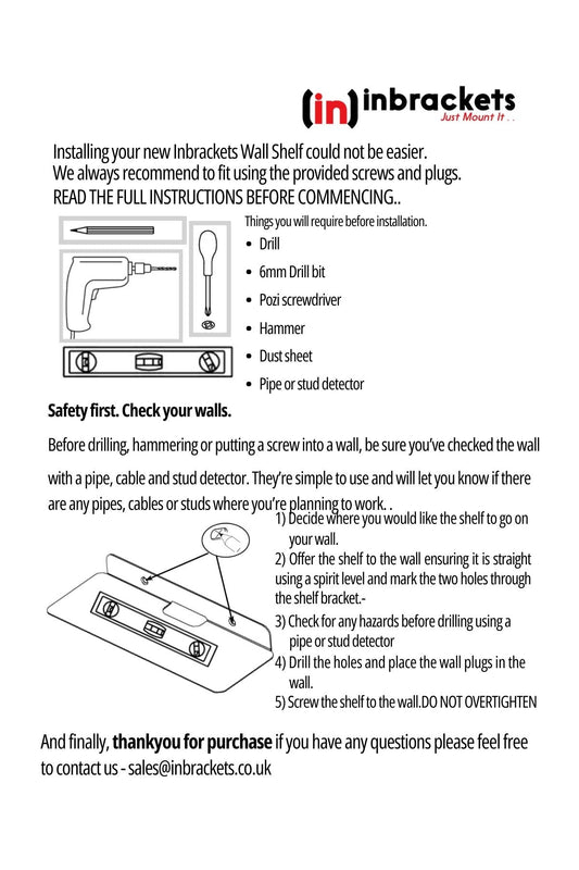 How to install your  Inbrackets Wall Mount shelf.