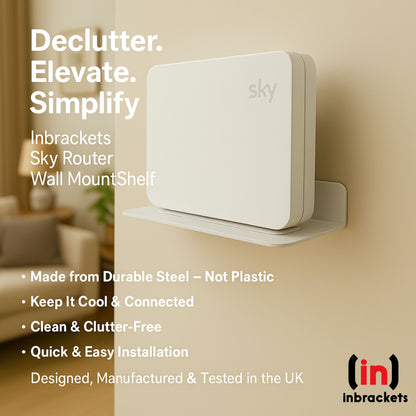 Wall Mount Shelf for Sky wifi Max router SR213 WHITE STEEL