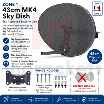 Inbrackets Satellite Dish Zone 1 Steel Elliptical Mk4 for Freesat or Sky Dish Kit No LNB product image 2