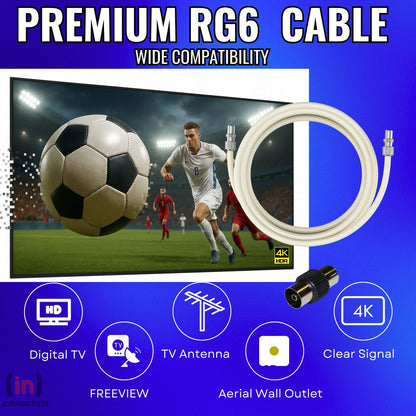 Tv Aerial Coax Cable RF Lead Male Plug to Plug with Coupler (White)