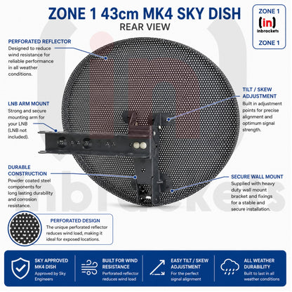 Inbrackets Satellite Dish Zone 1 Steel Elliptical Mk4 for Freesat or Sky Dish Kit No LNB product image 4
