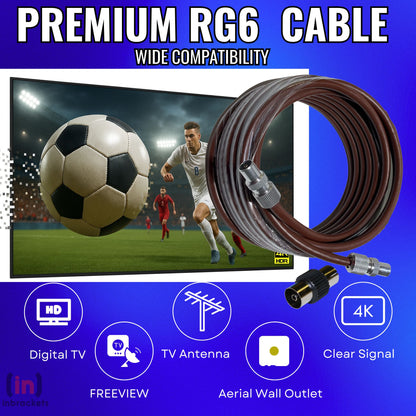 Tv Aerial Coax Cable RF Lead Male Plug to Plug with Coupler (Brown)