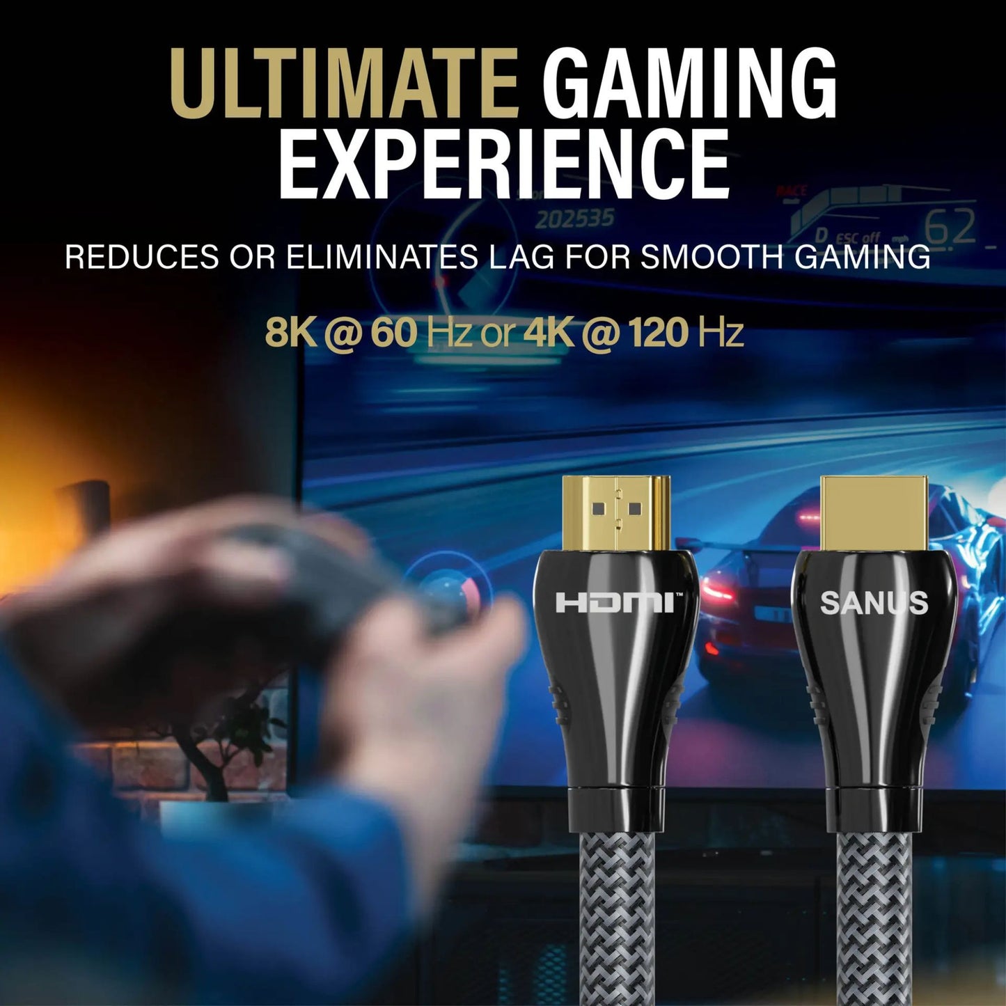 Sanus 8K Ultra High Speed HDMI Cable 3 Metre SS21HDMI32 PROFESSIONAL HDMI PACK of 2