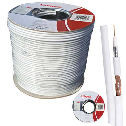 twin Coaxial Cable with Aluminum PET AI Foil Screening White 100m CCS Labgear