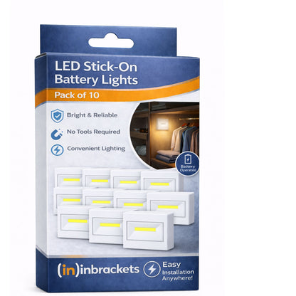 LED STICK ON  BATTERY WALL LIGHT SWITCH NIGHTLIGHT SHED CLOSET BRIGHT 3w