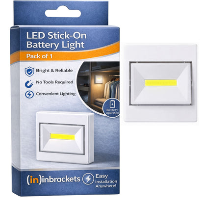 LED STICK ON  BATTERY WALL LIGHT SWITCH NIGHTLIGHT SHED CLOSET BRIGHT 3w