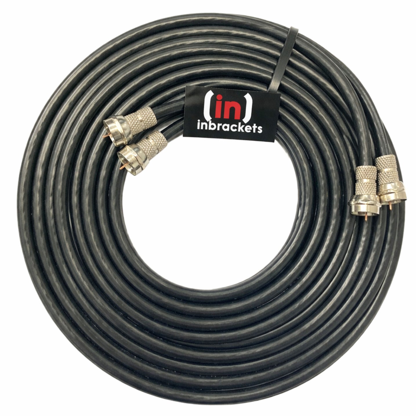 Sky Cable Extension Twin Coax Removable F plugs Q Satellite coaxial lead inc Clips (BLACK)