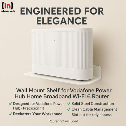 Wall Mount Shelf for Vodafone Power Hub Home Broadband WiFi Booster - White