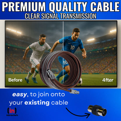 Tv Aerial Coax Cable RF Lead Male Plug to Plug with Coupler (Brown)